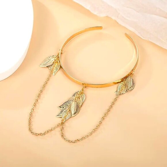 Upper Arm Cuff Bracelet Armlet Chain Dangle Stylish Greek Goddess Cleopatra Sexy - Picture 2 of 3